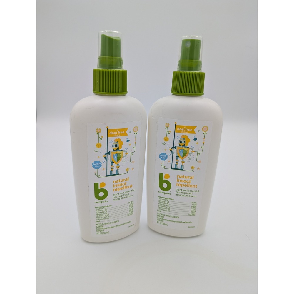 2pk Babyganics Natural Insect Repellent 8oz DEET-Free Plant Based Essential Oils